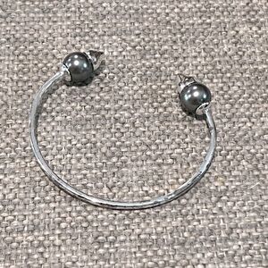 Stella & Dot silver & black pearl spike Cuff Bracelet